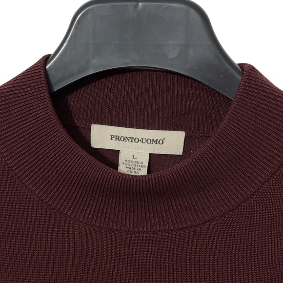 Pronto Uomo Mens Silk Bld Knit Pullover Size L Mock Neck Vintage - Picture 3 of 4